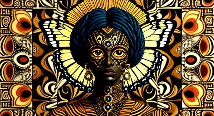 Fornasetti-Inspired Surreal Portrait with Butterflies