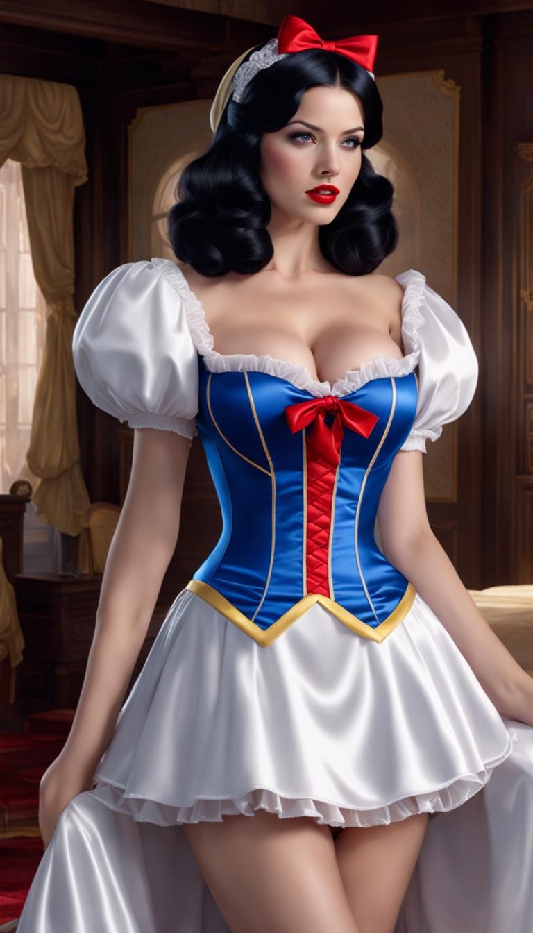 Sensual Snow White Maid Cleaning: Photorealistic 8k Image