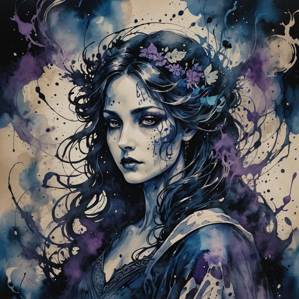 Ink Splatter Art: Melinoe, Goddess of Ghosts
