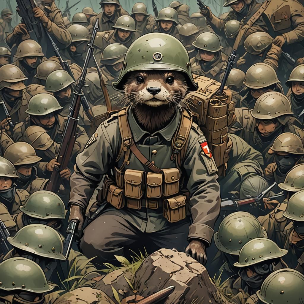 Otter Soldier in Chaotic World War: Anime Style