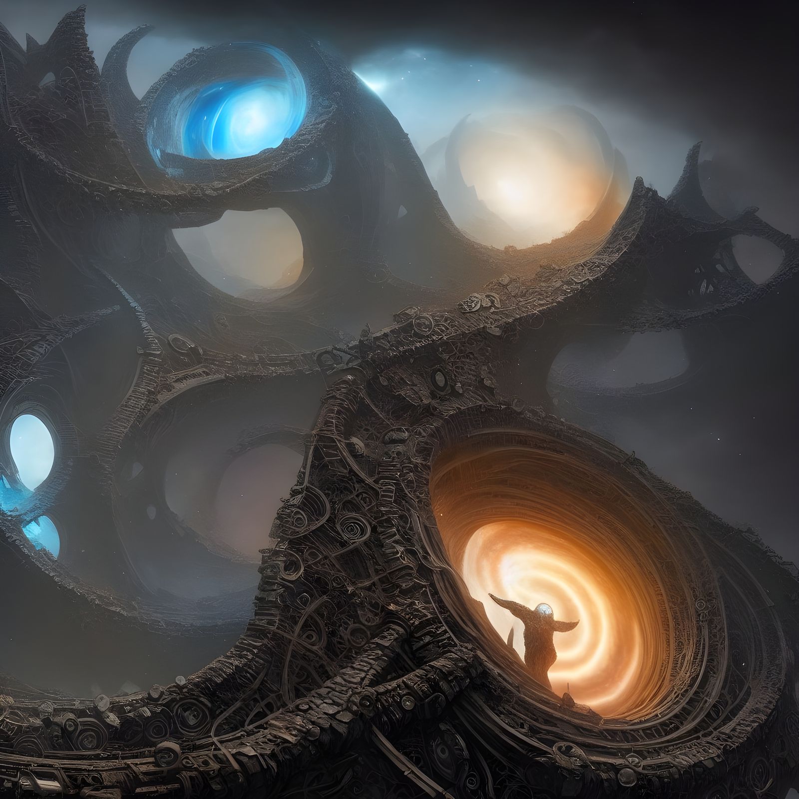 Cosmic Universe Portal in Art Nouveau Rococo Style