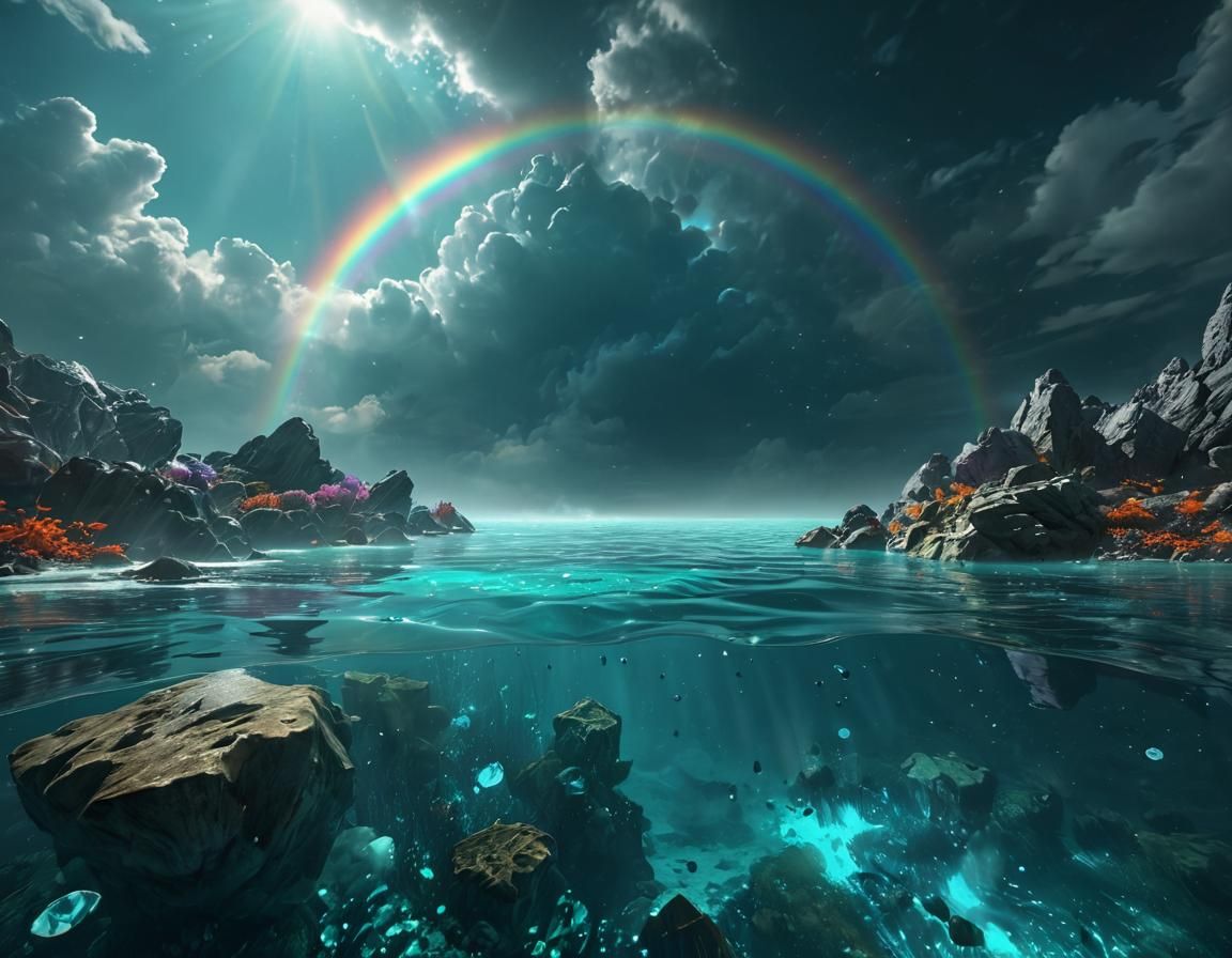 Otherworldly Turquoise Waters with Rainbow Crystals