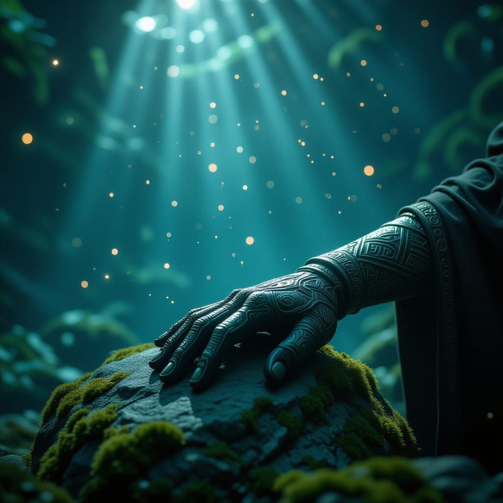 Ancient Warrior Hand Carved with Celestial Patterns