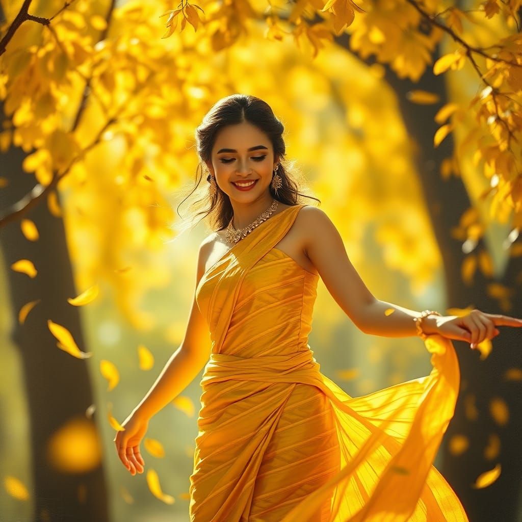 Thai Dancer in Autumnal Sunlight: A Detailed Matte Painting