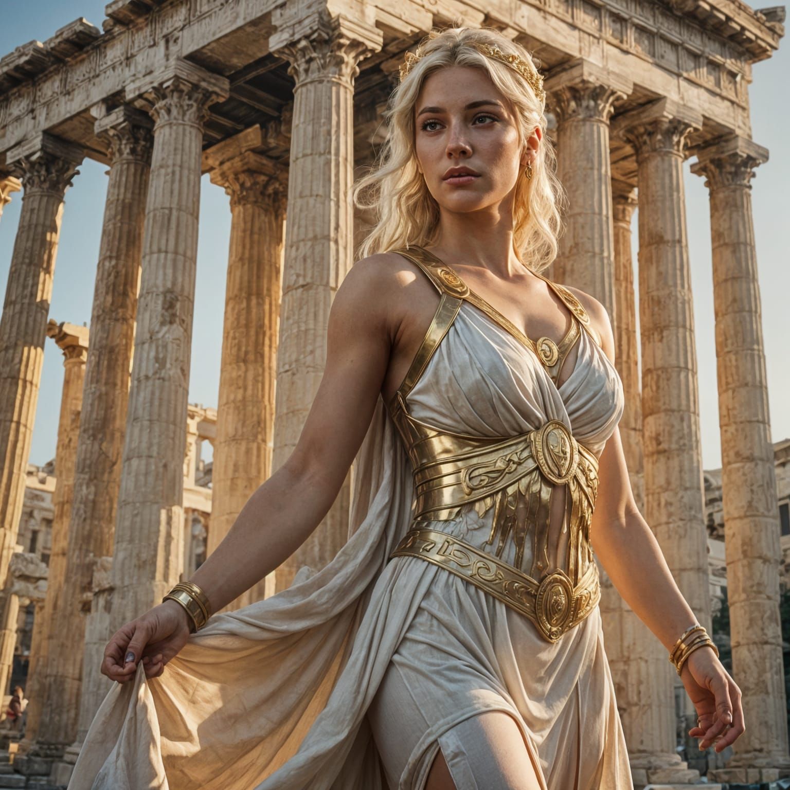 Greek Goddess at Parthenon: Matte Painting Style