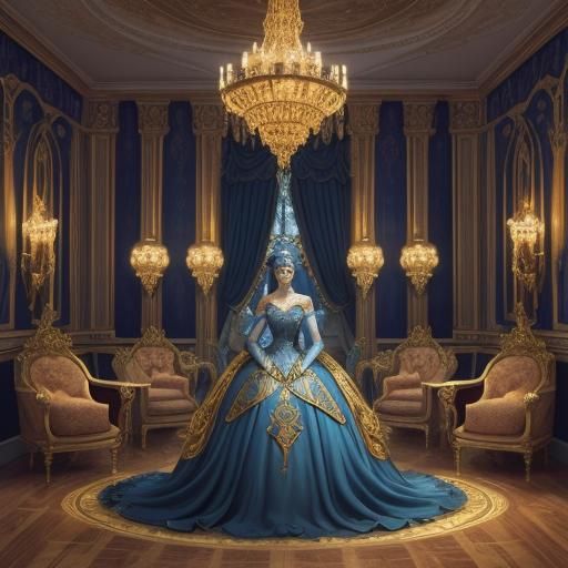 Cinderella's Family in Opulent Art Nouveau Ballroom