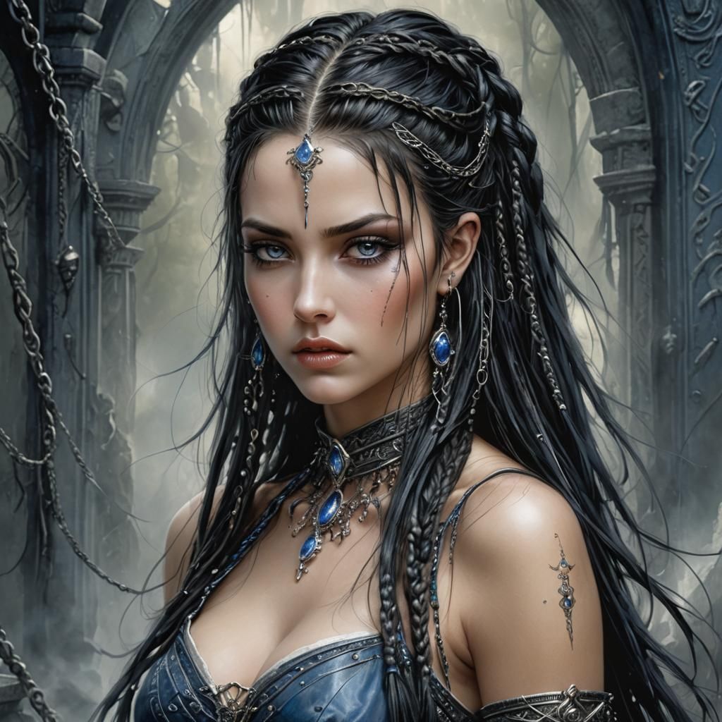 Ethereal Biopunk Fantasy Woman with Braids