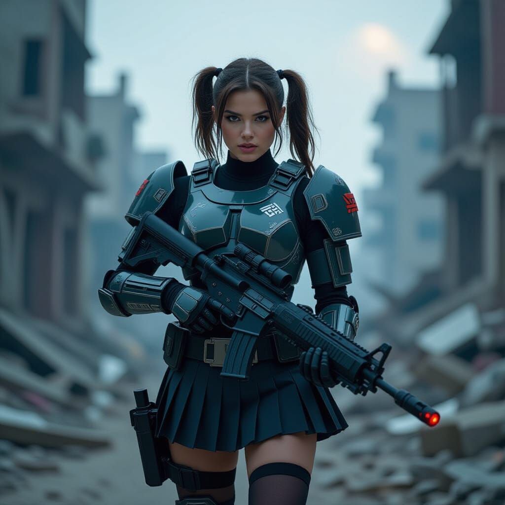 Galactic Marine in Skirt and Tights with Laser Rifle