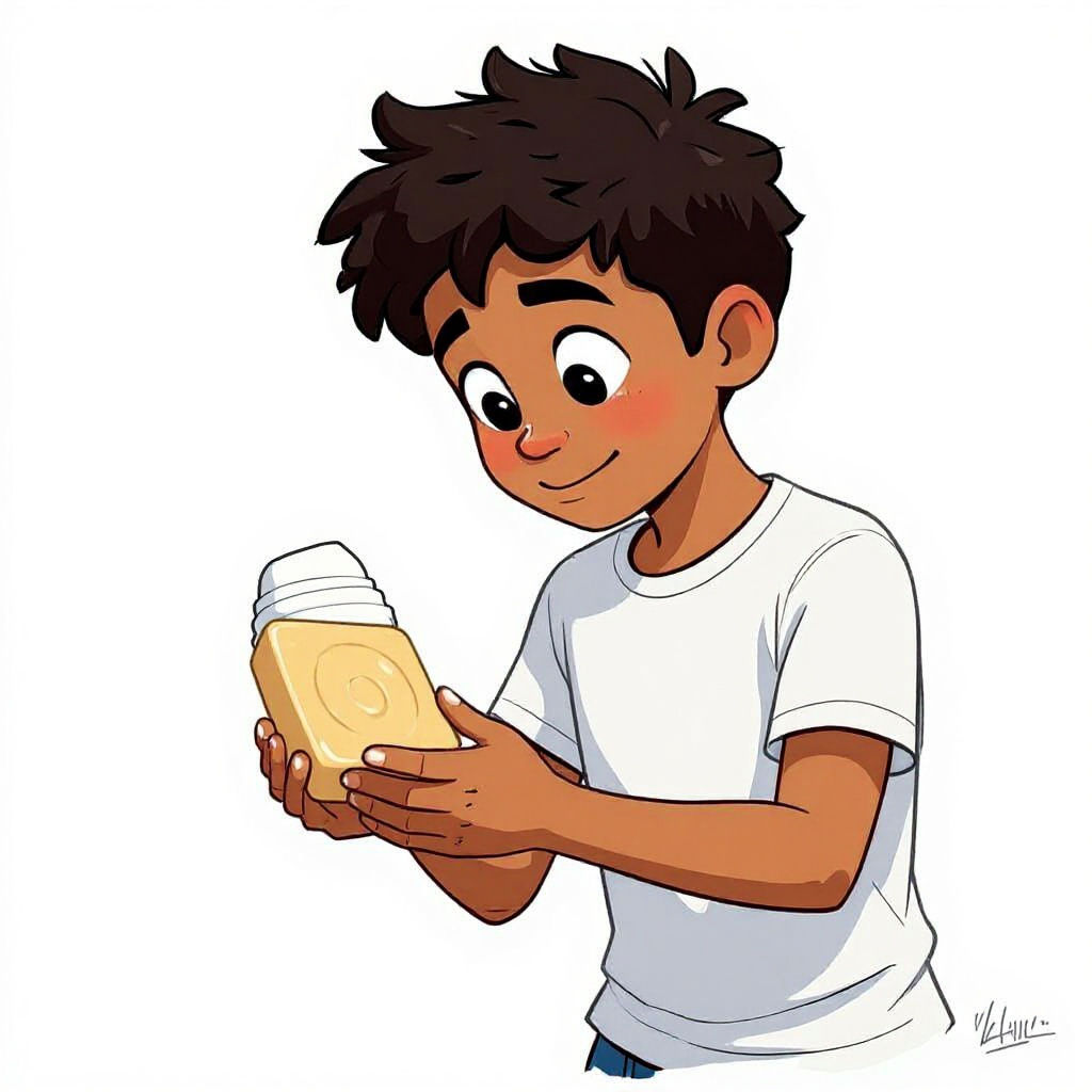 Boy Washing Hands in Cartoon Style