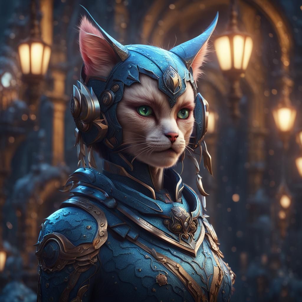 Anthropomorphic Cat Girl in Detailed Fantasy Art