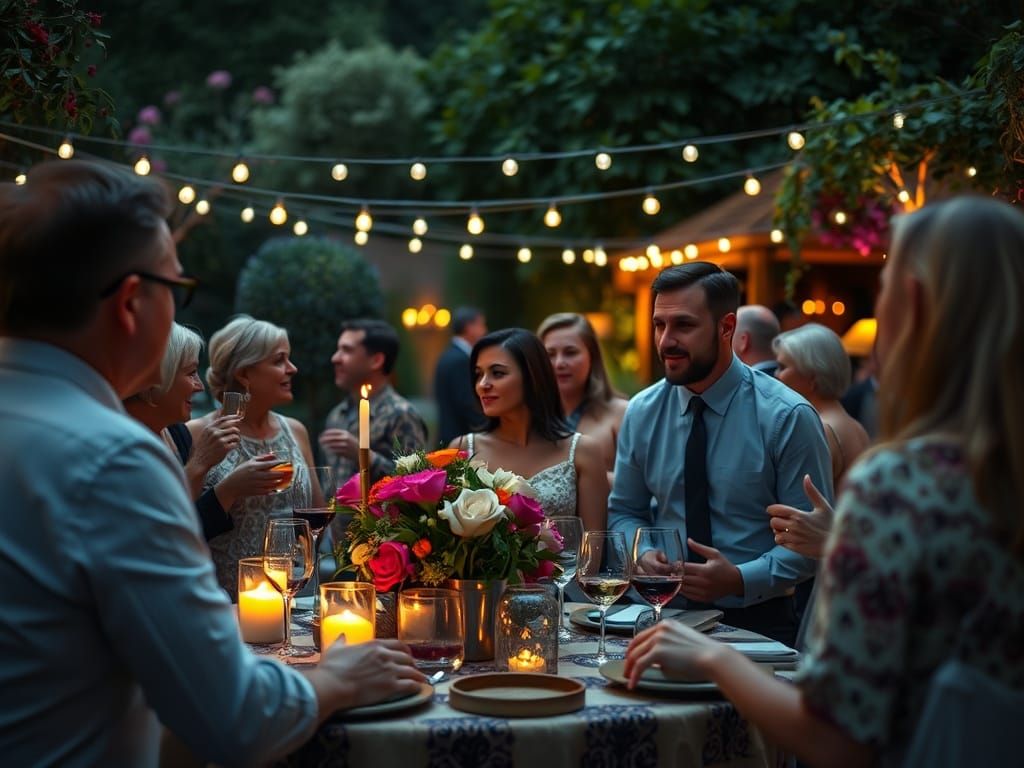 Vibrant Garden Party in Dramatic Cinematic Lighting