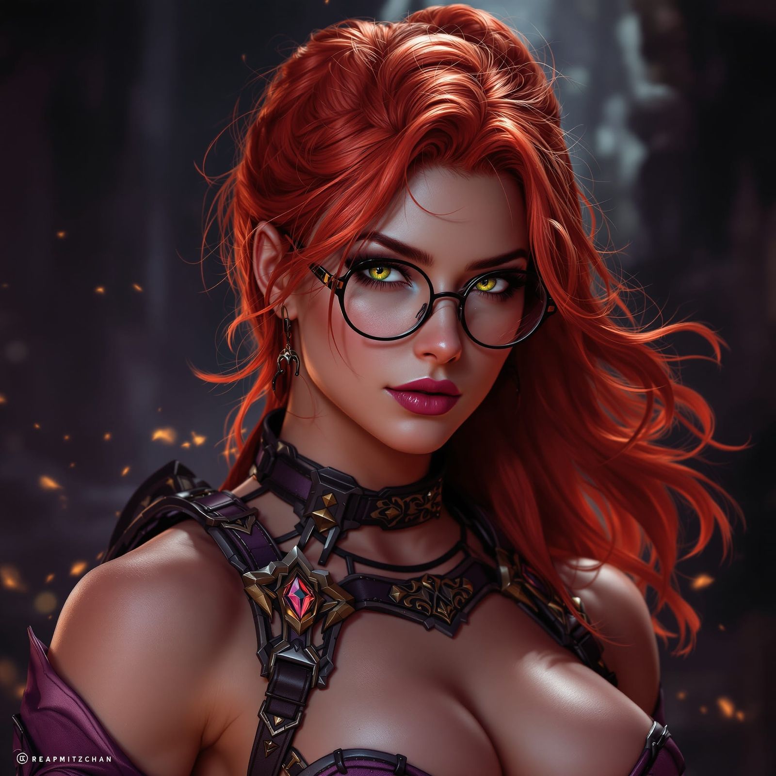 Red-Haired Warrior Woman in Dark Fantasy Style