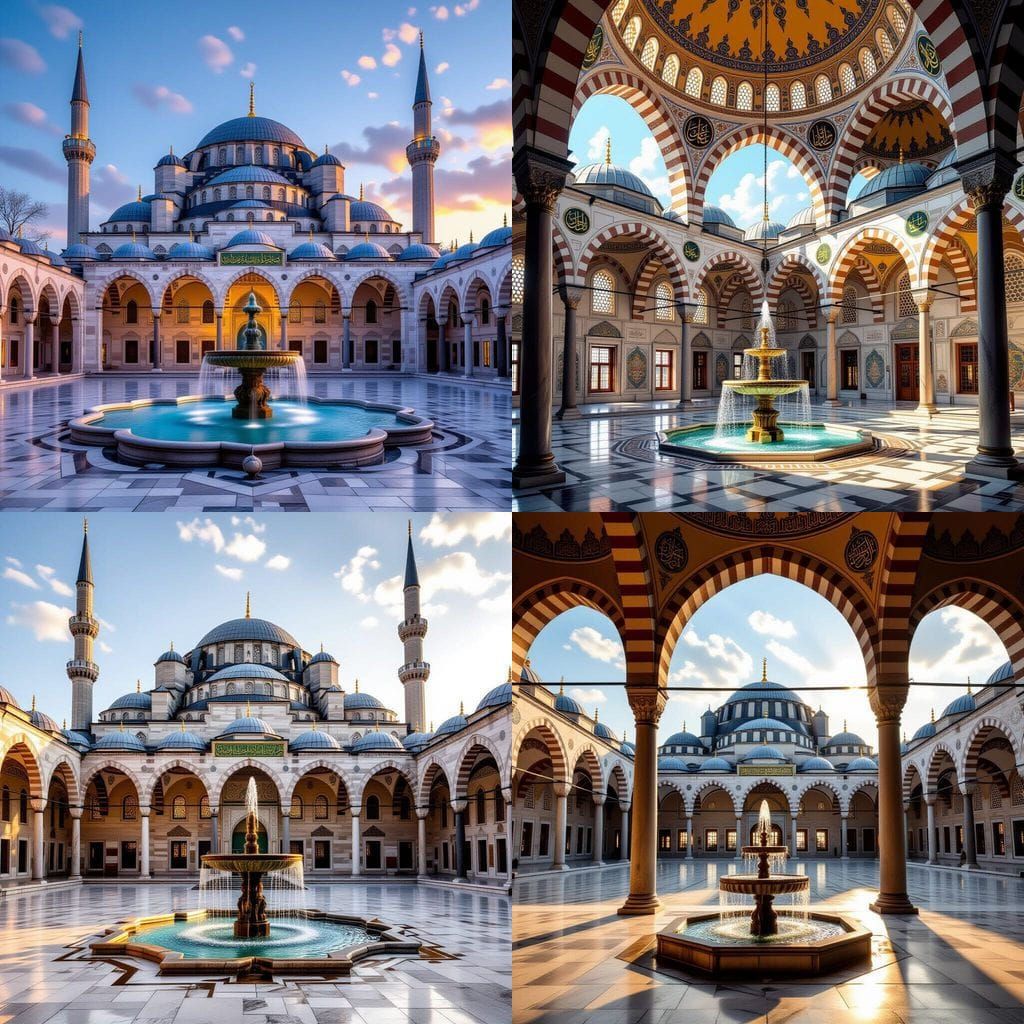 Grand Mosque Bursa With 20 Domes and Fountain