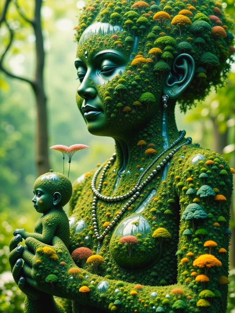 The Compassionate Buddha Robot's Sacred Sanctuary in Vibrant...