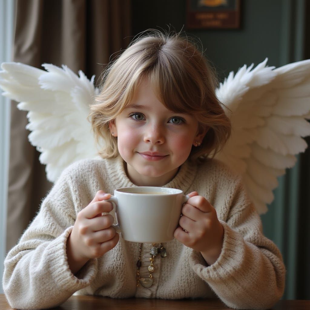 Angel Sipping Coffee in Emerald Ireland