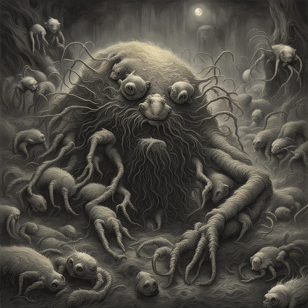 Tickle Bugs Creature Card in Horror Style