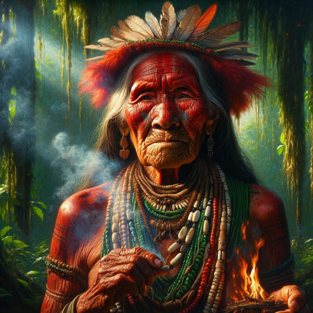 Amazonian Shamaness Portrait in Dutch Golden Age Style