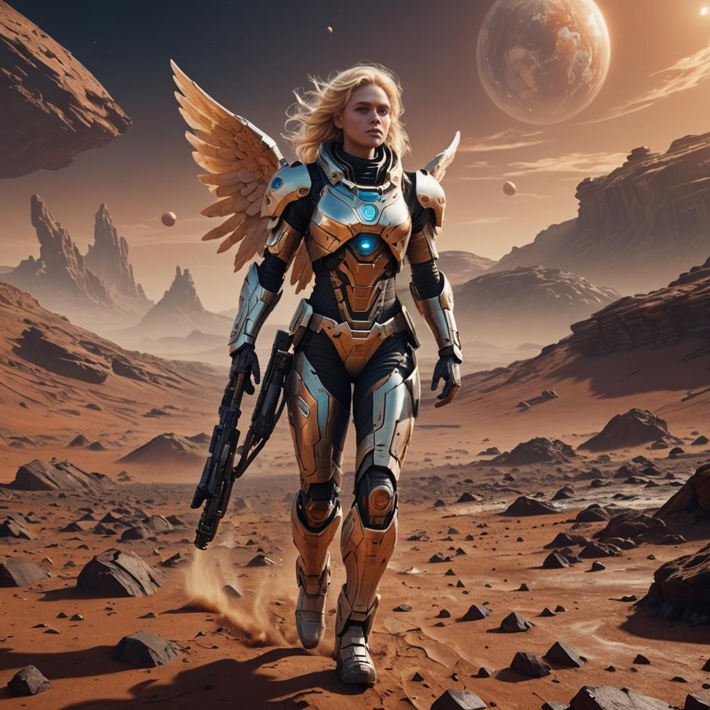Blonde Angel on Mars: Fantasy Concept Art