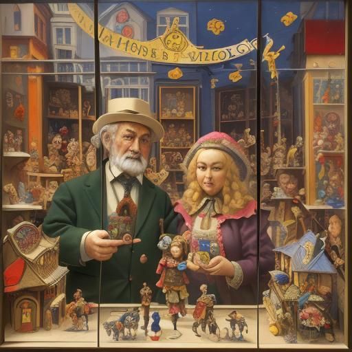Surreal Toy Store Window Display: Renaissance and Surreal