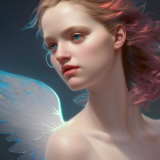 Ethereal Angel Fairy Portrait in Art Nouveau Style