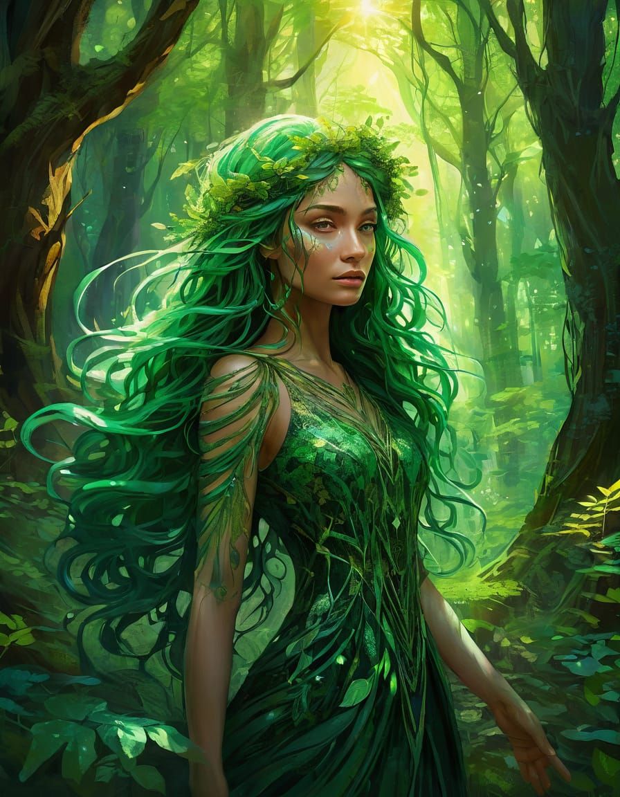 Enchanted Forest Nymph with Emerald Eyes