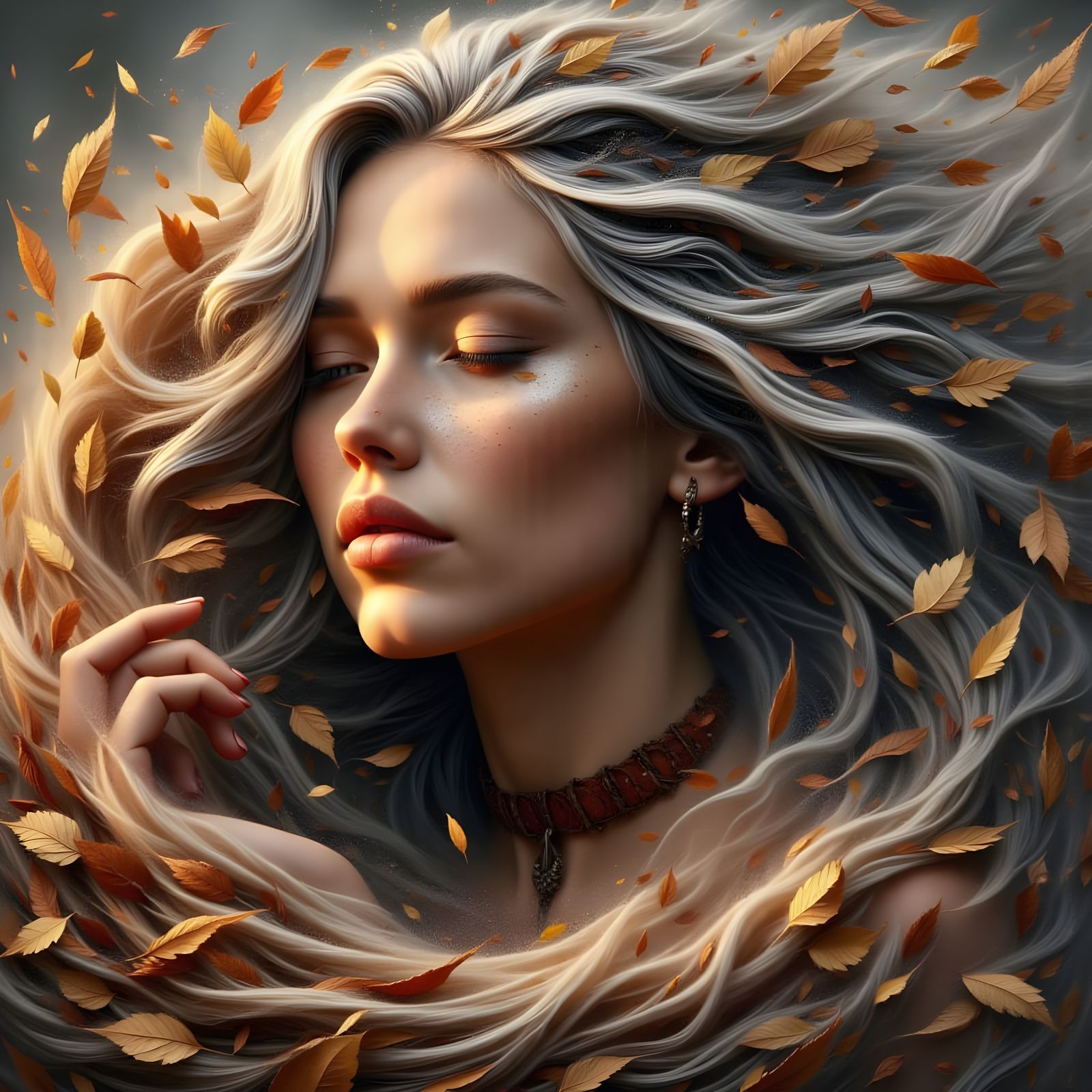 Norse Goddess Portrait in Autumnal Vortex