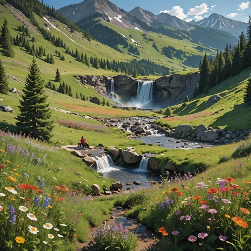 Picturesque Mountain Proposal in a Vibrant Meadow