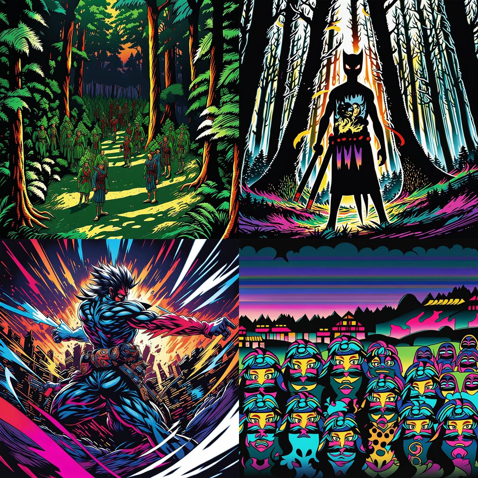 Inuzuka Clan Anime Art in Cel-Shaded Style