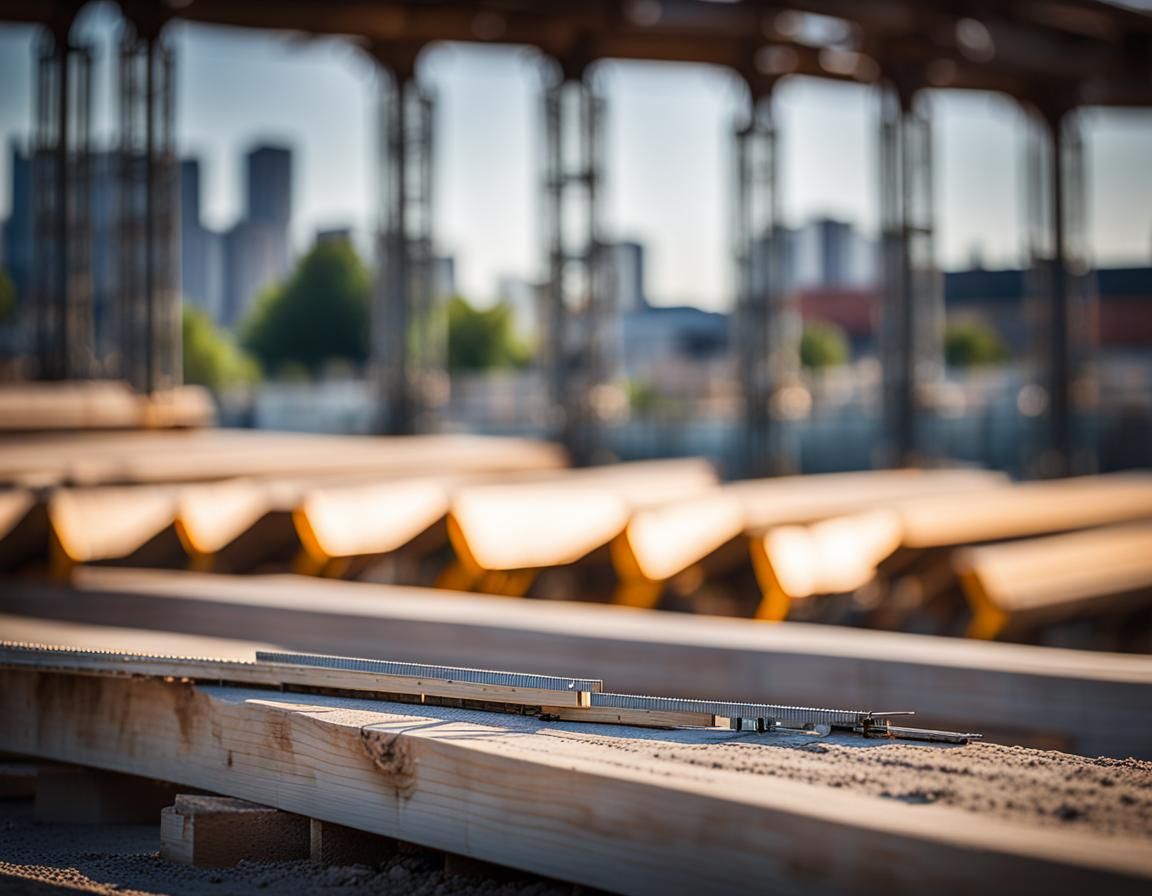 Construction Site with Concrete Wall in Sharp Focus