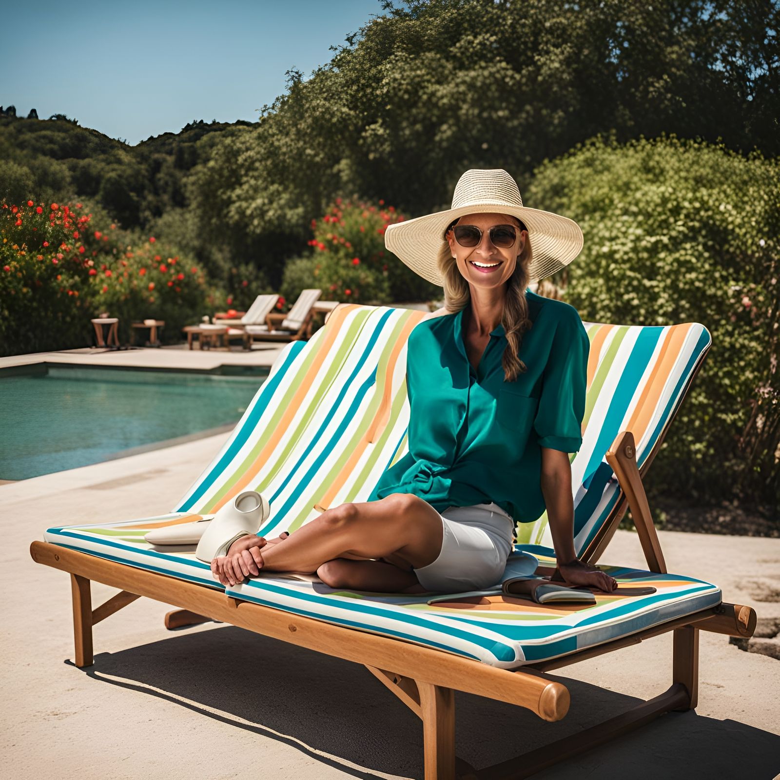 Woman on Sun Lounger at the Beach