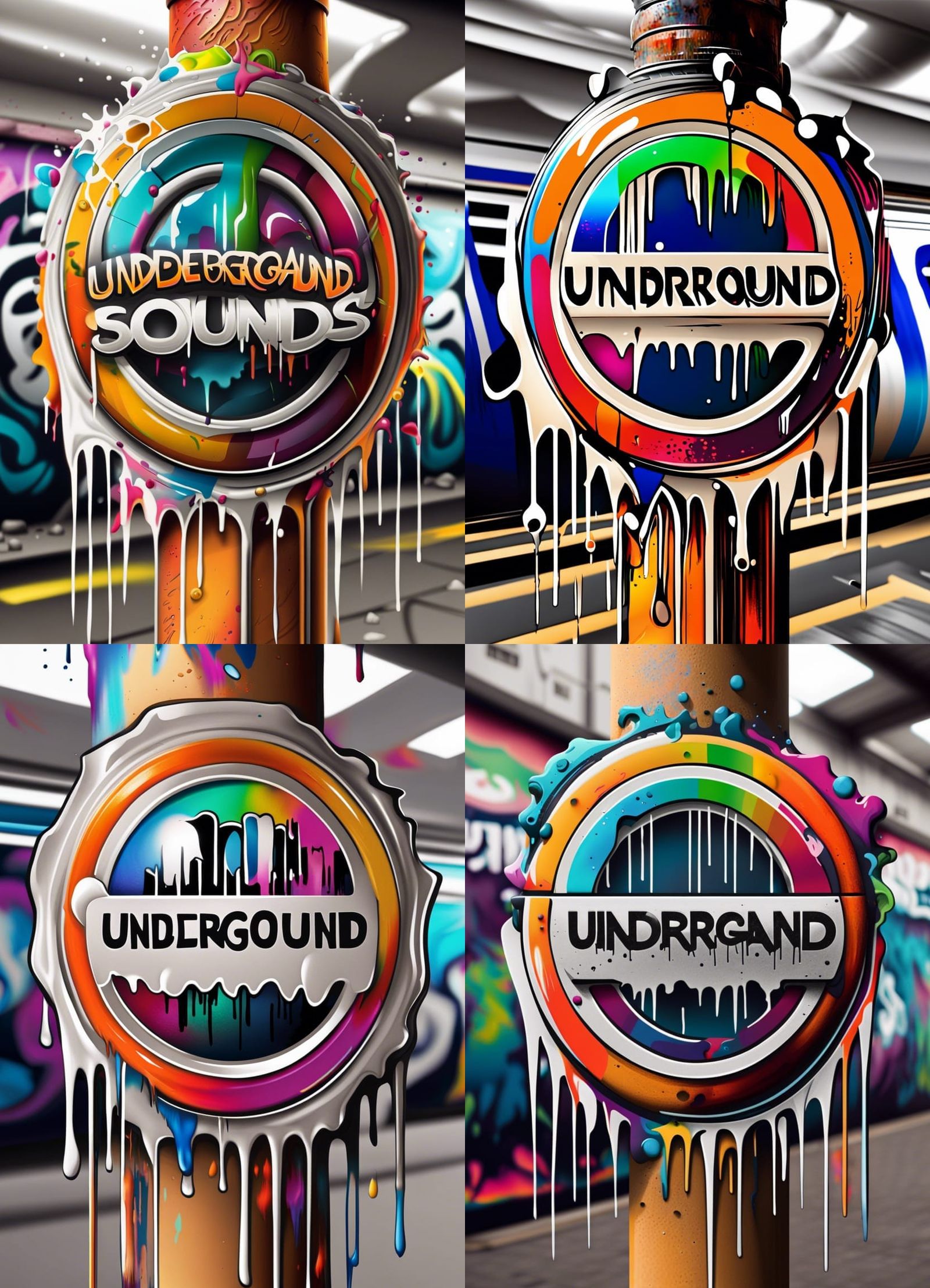 Underground Sounds Logo in Graffiti Splash Art