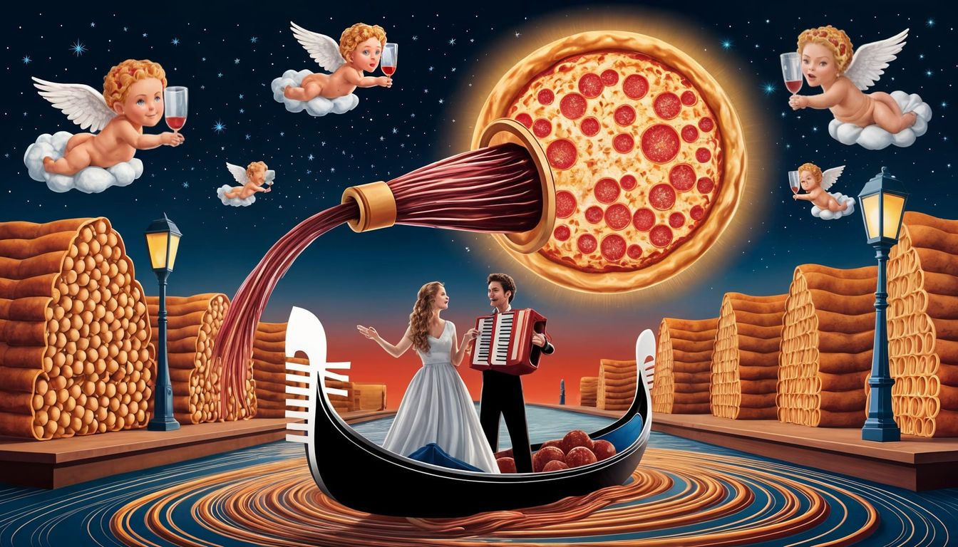 Italian Food Dreamscape: Marinara Canals and Pizza Moon