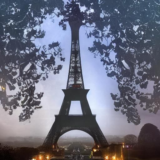 Mystical Eiffel Tower in Fantasy Matte Painting