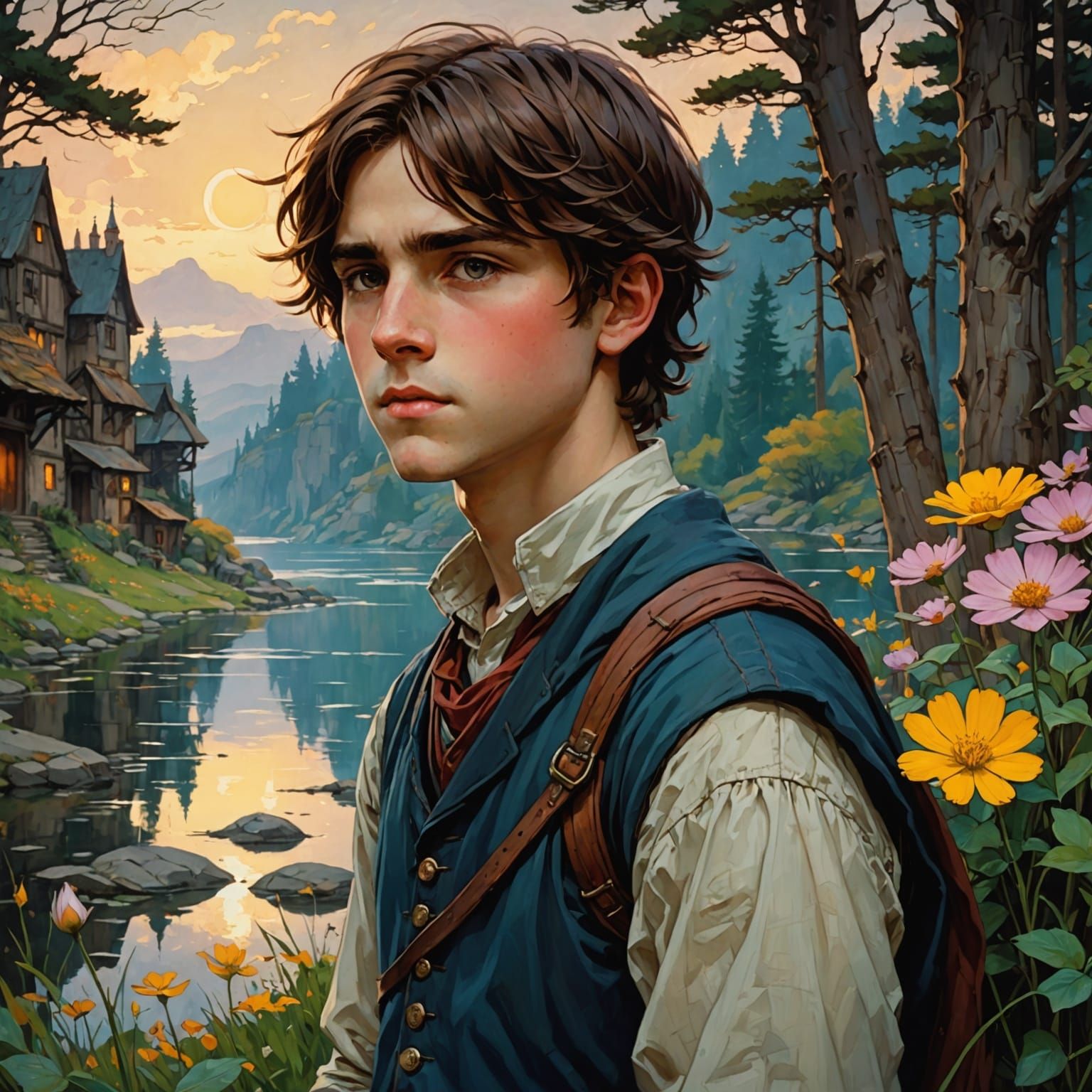 Boy in Vibrant Anime-Inspired Portrait