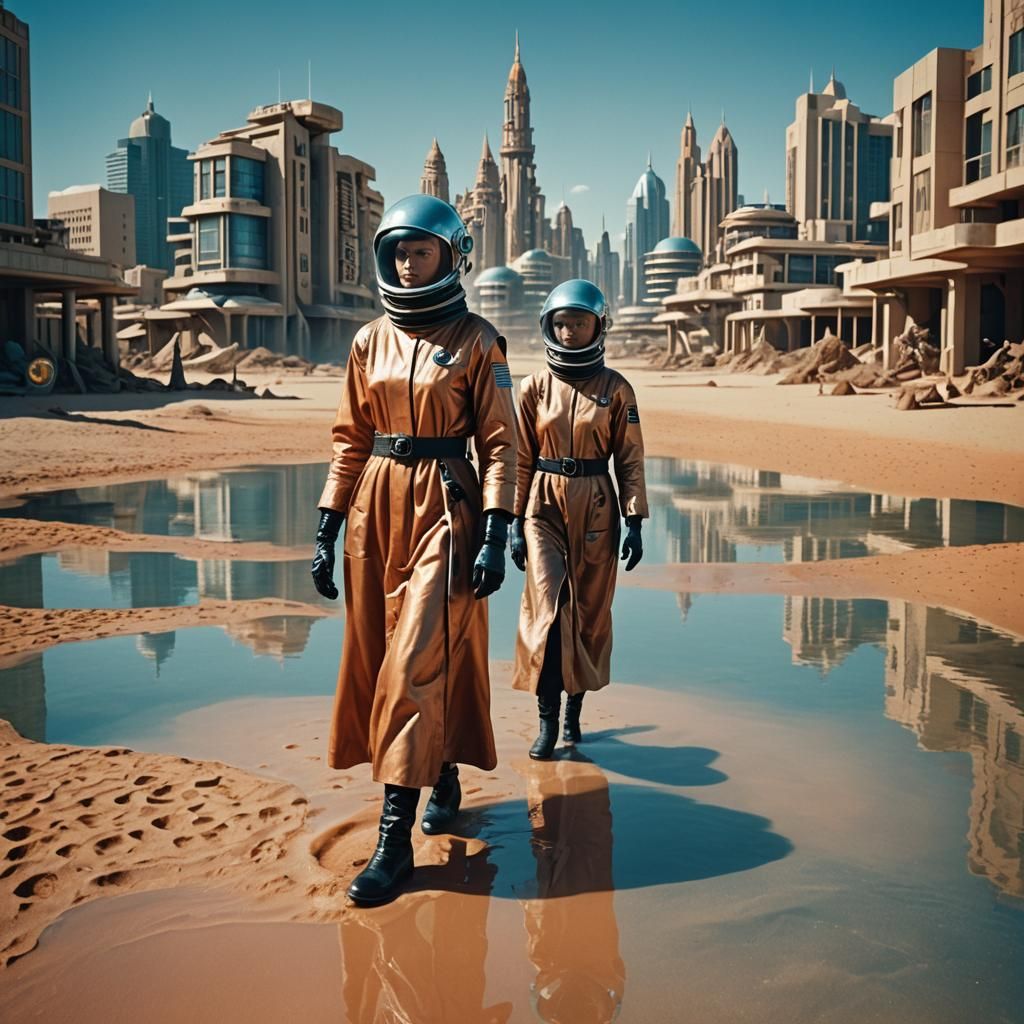 Retro Sci-Fi Woman on Alien Planet