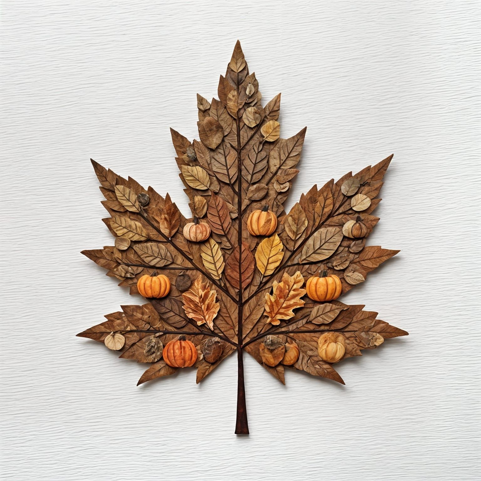 Papier Mache Leaf Sculpture in Autumn Colors