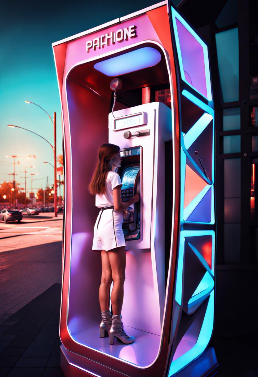 Girl at Sci-Fi Pay Phone in Hyperrealistic Surrealism