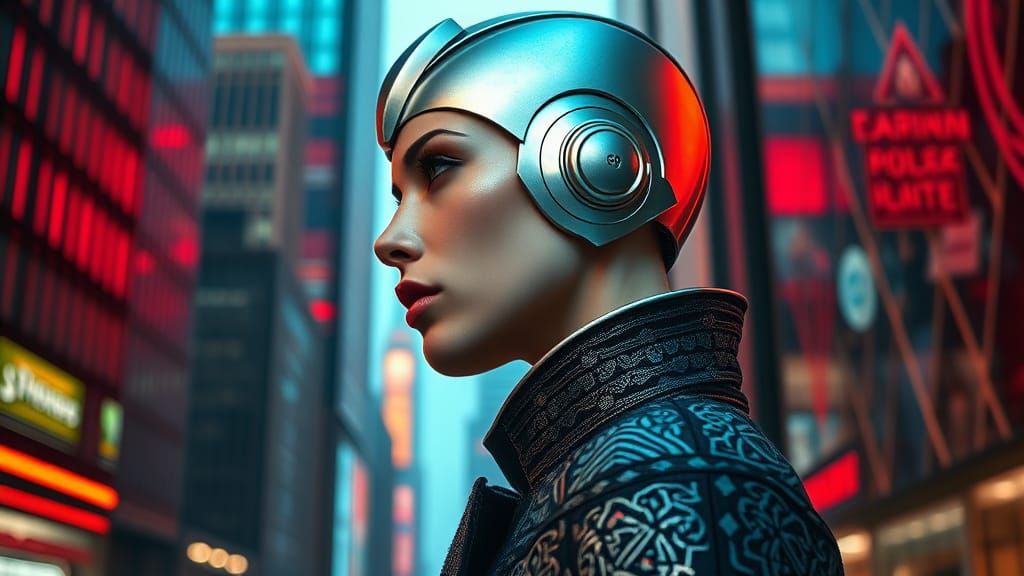Futuristic Androgynous Portrait in Art Deco Style