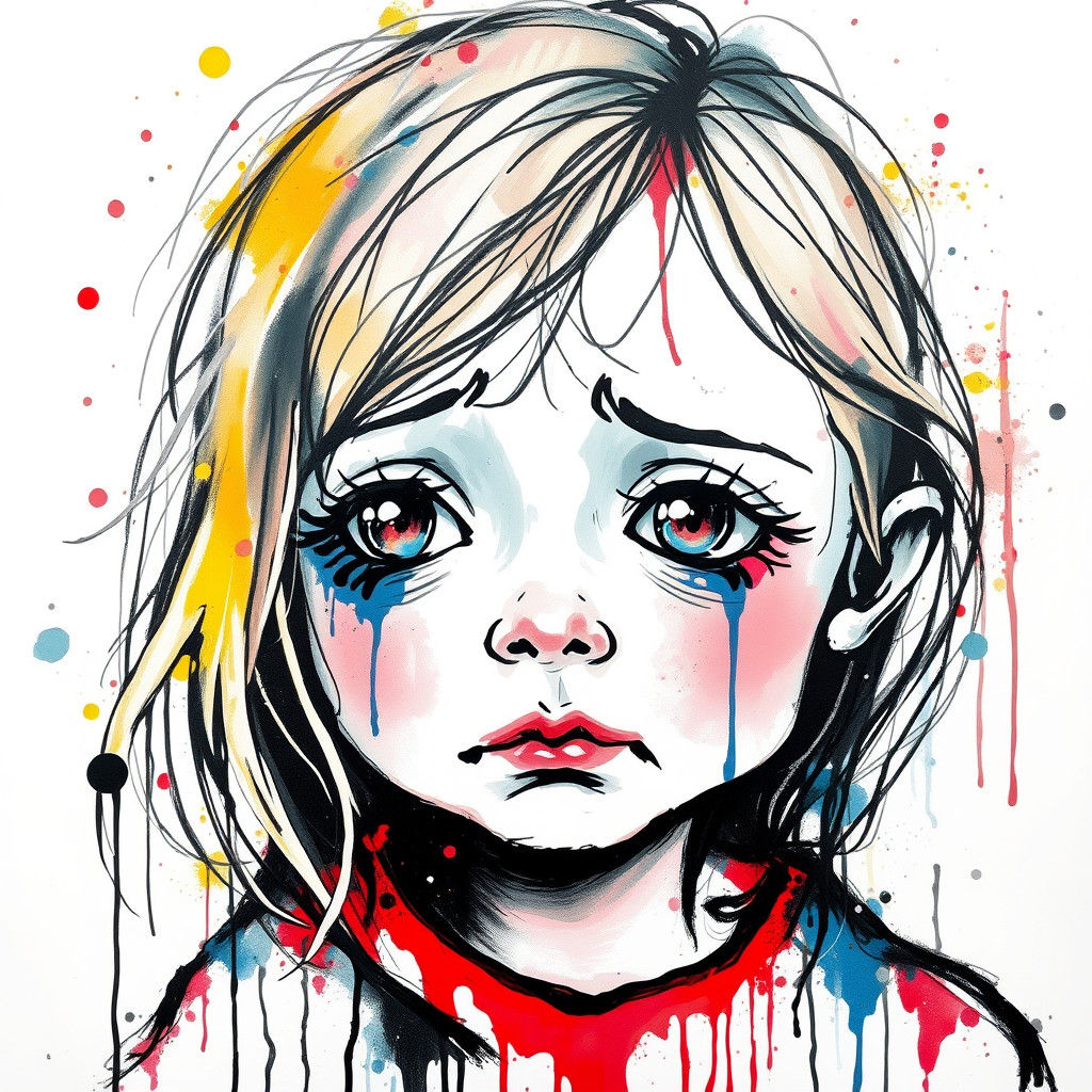 Crying Eyes Doodle: Abstract Graffiti Art