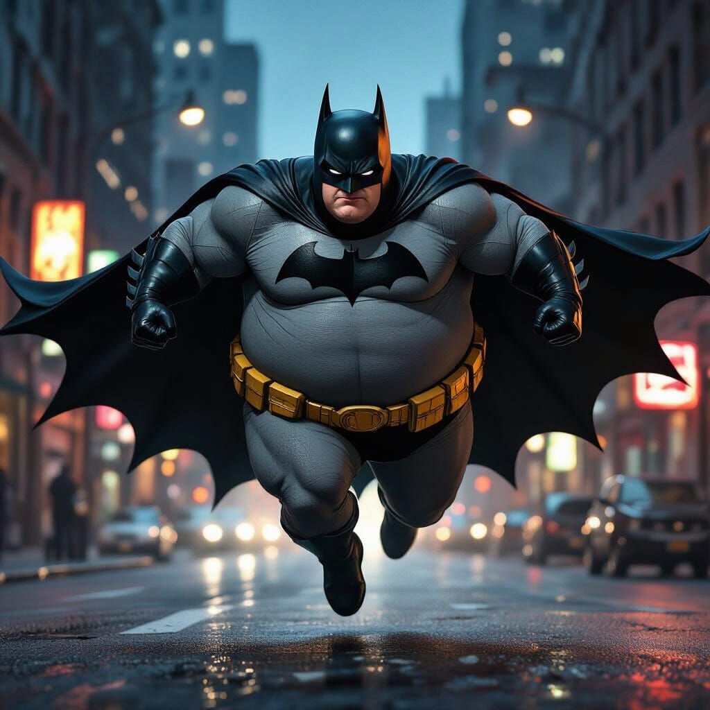 Chubby Batman in Dynamic Action Pose