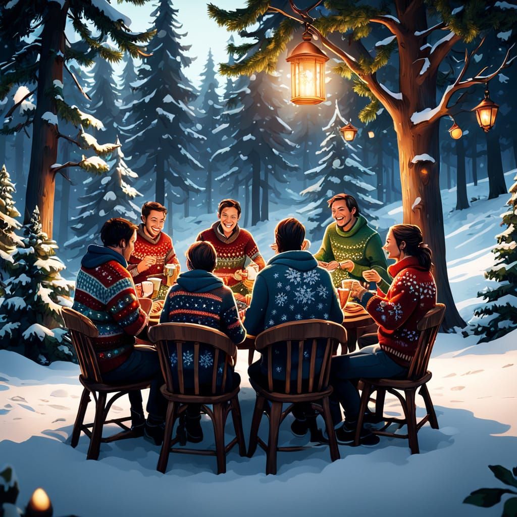 Festive Friends Gather in Winter Wonderland