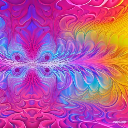 Pink Paradise: Abstract Vector Fractal in Anime Style