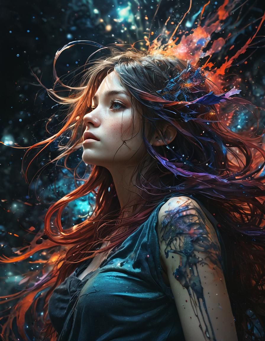 Surreal Cosmic Roadtrip Through a Dark Rainbow-Lit Galaxy