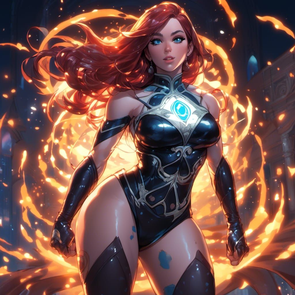 Muscular Kim Possible in Dark Fantasy Style