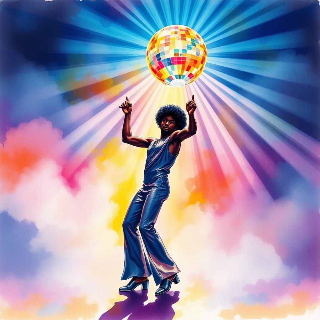 Ethereal Disco Ballroom in Vibrant Watercolor