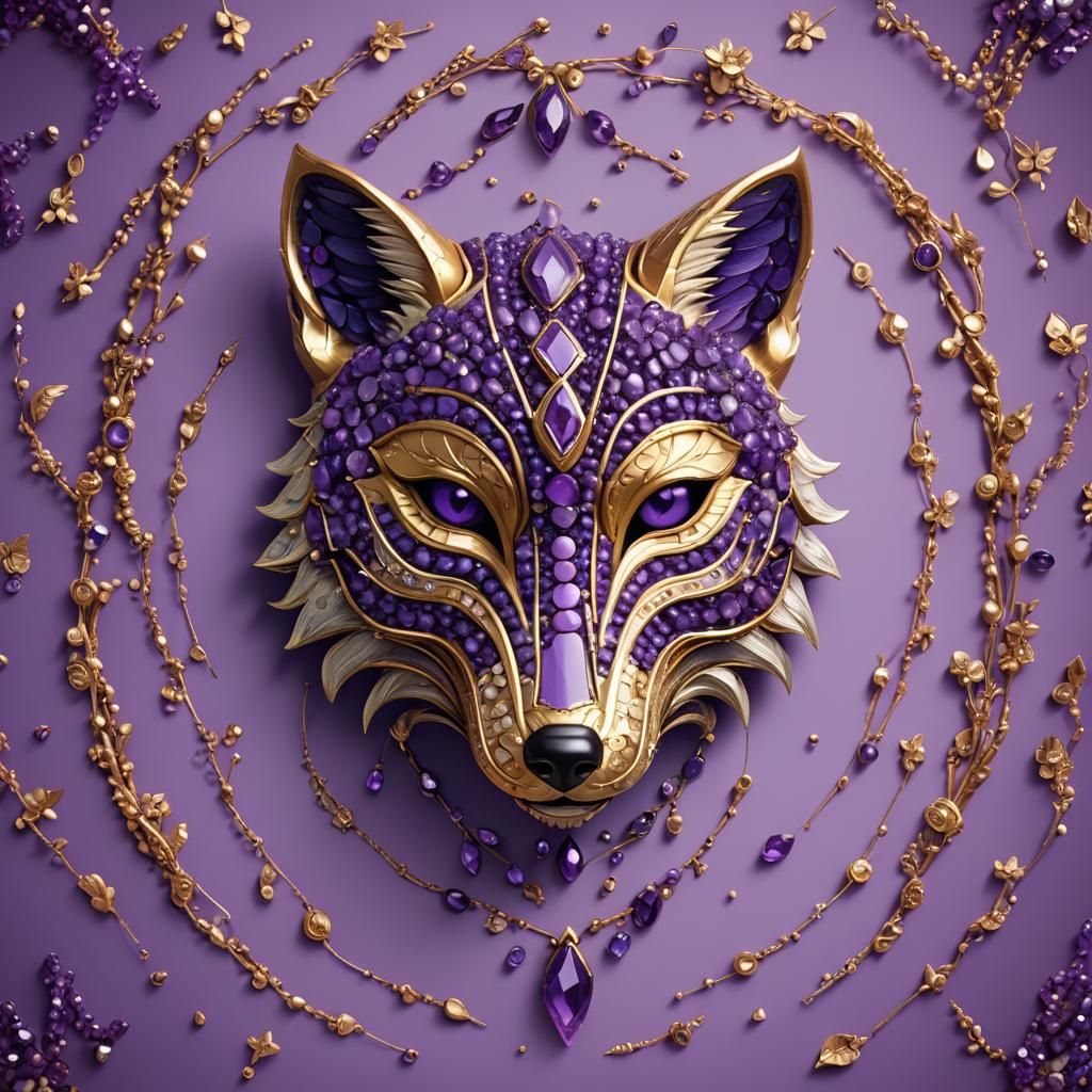 Gemstone Fox Mask: 3D Digital Art