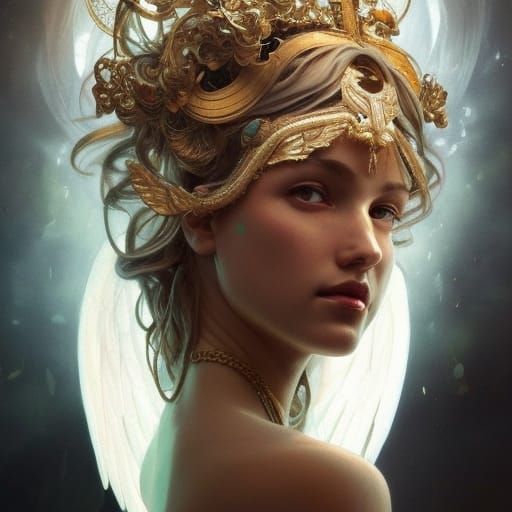 Angelic Goddess Portrait in Art Nouveau Style