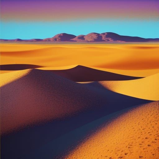 Dreamlike Desert Landscape in Vibrant Oil Painting