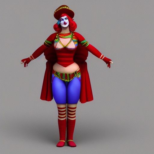 Circus Clown Woman in 3D Rendered Style