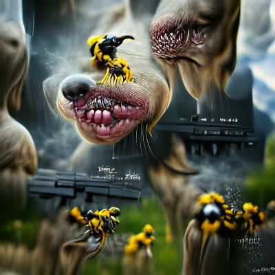 Dogs Shooting Bees: A Sinister Matte Painting